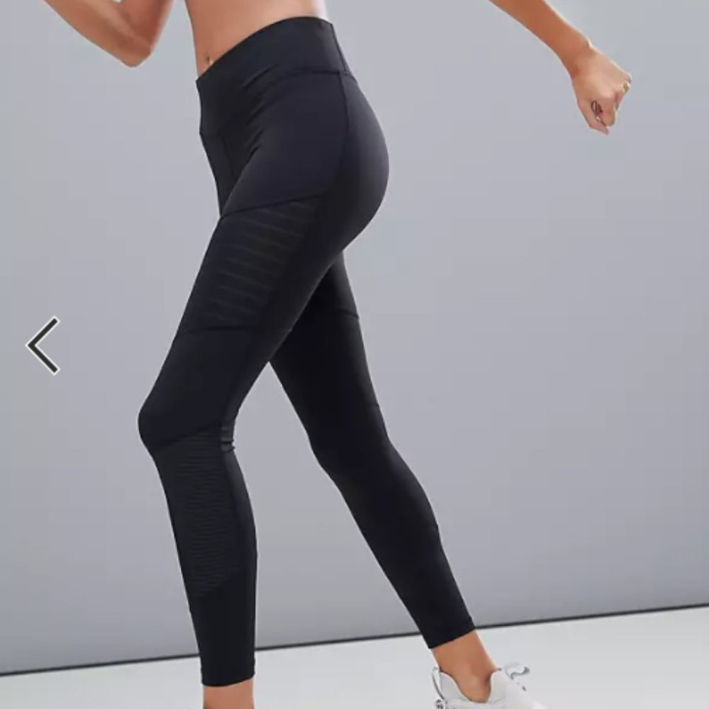 Reebok Training Mesh Insert Leggings In Black